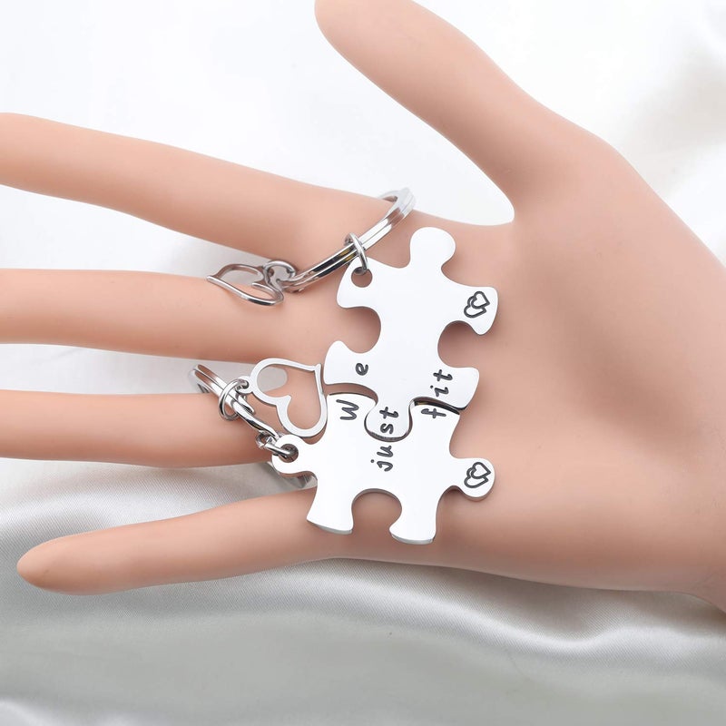 MYOSPARK We Just Fit Puzzle Piece Keychain Set Best Friend Keychain Couple Keychain His and Her Gift BFF Gift (we just fit keychain set) - Image 5